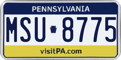 PA license plate MSU8775