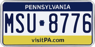 PA license plate MSU8776