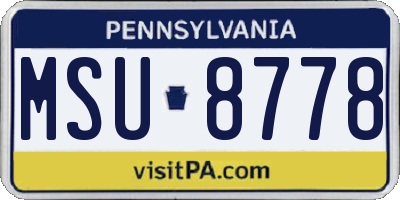 PA license plate MSU8778