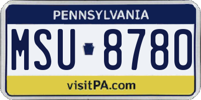 PA license plate MSU8780