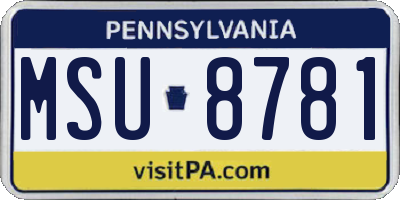 PA license plate MSU8781