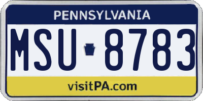 PA license plate MSU8783
