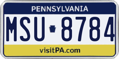 PA license plate MSU8784