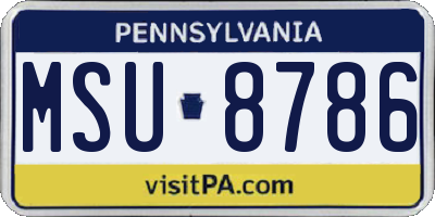 PA license plate MSU8786