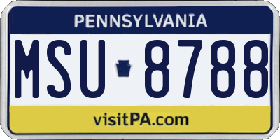 PA license plate MSU8788
