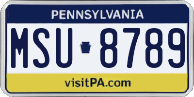 PA license plate MSU8789