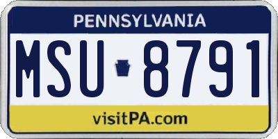 PA license plate MSU8791