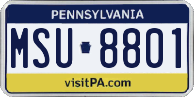 PA license plate MSU8801
