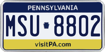 PA license plate MSU8802