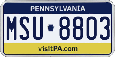 PA license plate MSU8803