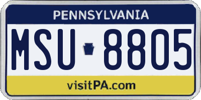 PA license plate MSU8805