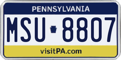 PA license plate MSU8807