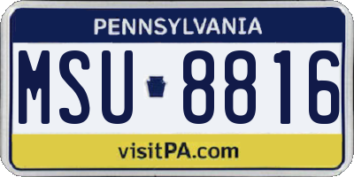 PA license plate MSU8816