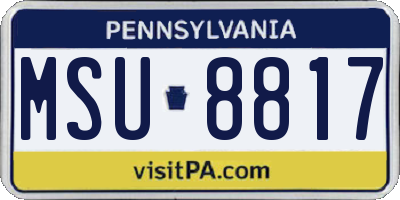 PA license plate MSU8817