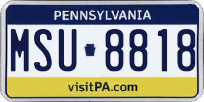 PA license plate MSU8818