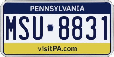 PA license plate MSU8831
