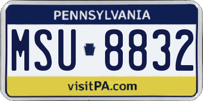 PA license plate MSU8832