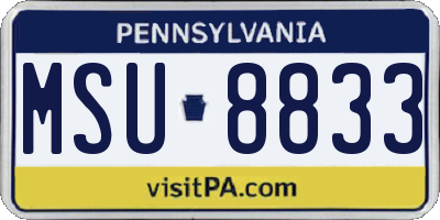 PA license plate MSU8833
