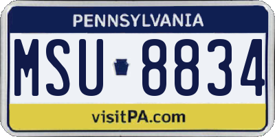 PA license plate MSU8834