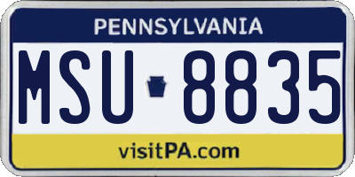 PA license plate MSU8835