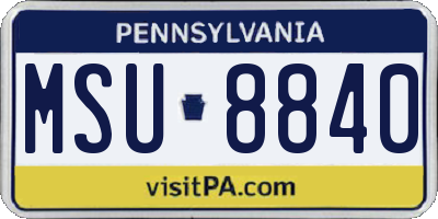 PA license plate MSU8840