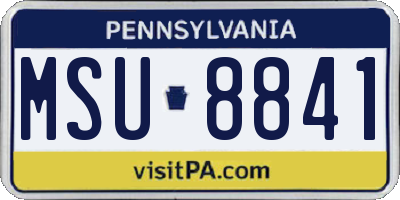 PA license plate MSU8841