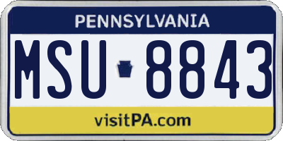 PA license plate MSU8843