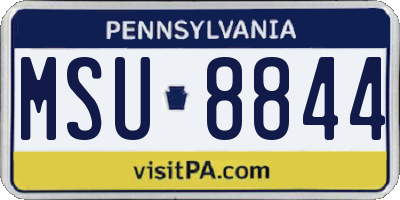 PA license plate MSU8844