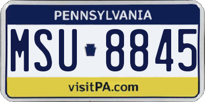PA license plate MSU8845