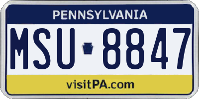 PA license plate MSU8847