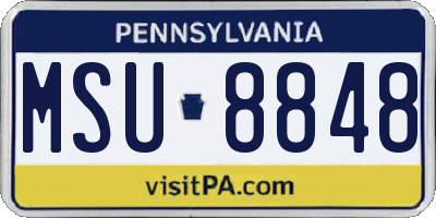 PA license plate MSU8848