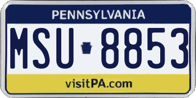 PA license plate MSU8853