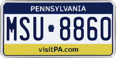 PA license plate MSU8860