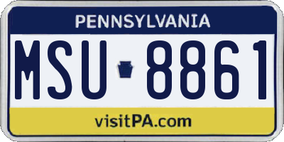 PA license plate MSU8861