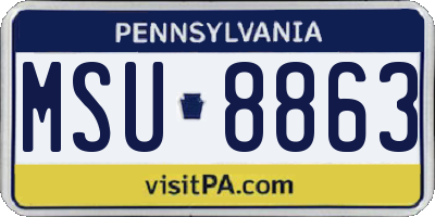 PA license plate MSU8863