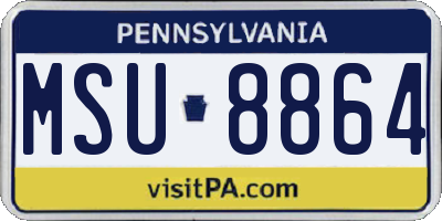PA license plate MSU8864