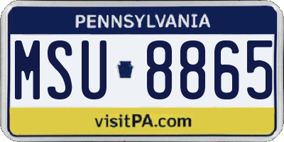 PA license plate MSU8865