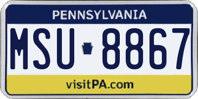 PA license plate MSU8867