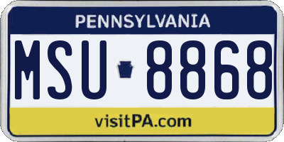 PA license plate MSU8868