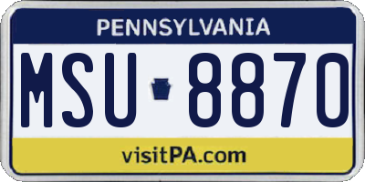 PA license plate MSU8870