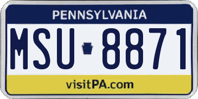 PA license plate MSU8871