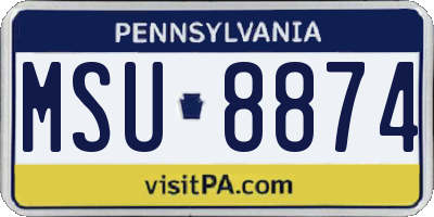 PA license plate MSU8874