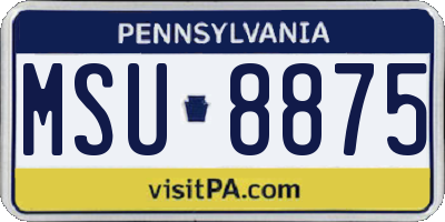 PA license plate MSU8875