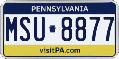 PA license plate MSU8877