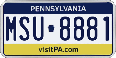 PA license plate MSU8881