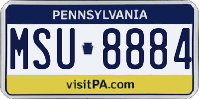 PA license plate MSU8884
