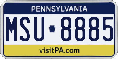 PA license plate MSU8885