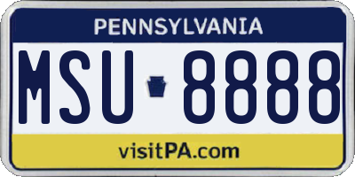 PA license plate MSU8888