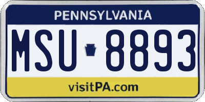 PA license plate MSU8893