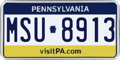 PA license plate MSU8913